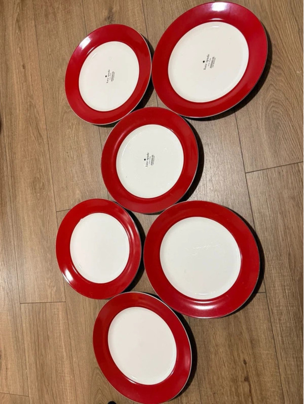 Kate Spade New York Rutherford Circle Red Dinner Plates, Set of 6